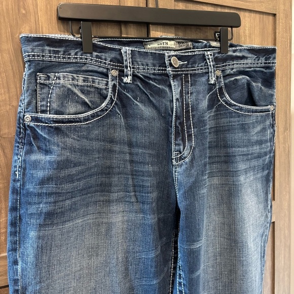 BKE 38R Relaxed Fit Dark Blue Jeans flap back pockets 31 inseam - Picture 3 of 10